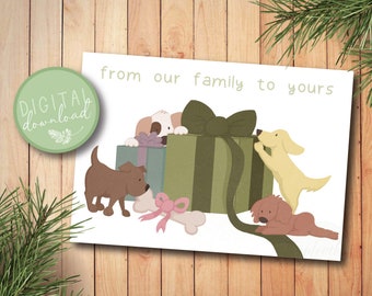 Dog Christmas Card // Digital Christmas Card // Illustrated Greeting Cards // Cute Christmas Card // Instant Download