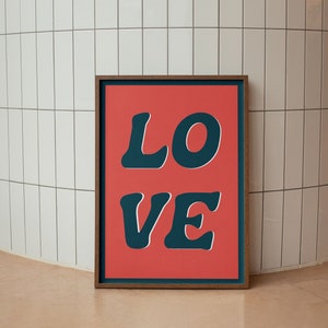 Retro LOVE Poster: Colorful Living Room Decor (Digital Download)