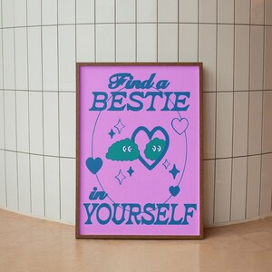 Retro Character Art Print: &#39;Find a Bestie&#39; (Digital Download)