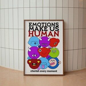 Emotions Make Us Human Retro Print: Colorful Illustration (Digital Download)