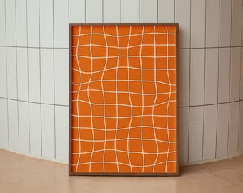 Groovy Checkered 70s Wandkunst - Retro ästhetisches Poster, Schachbrettmuster, Vintage Hippie-Dekor, digitaler Download