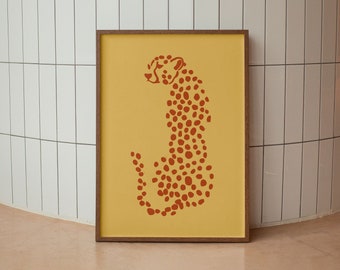 Boho Cheetah Spirit Animal Illustration - Jungle Cat Printable Wall Art - Digital Download