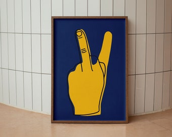 Retro Hand Gesture Wall Art – Bold Aesthetic Poster, Minimal Graphic Print, Modern Statement Decor, Digital Download