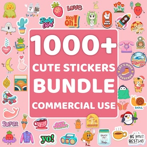 1000+ Sticker designs bundle, Digital sticker pack, Stickers bundle, sticker PNG set, Printable stickers, GoodNotes stickers Commercial use