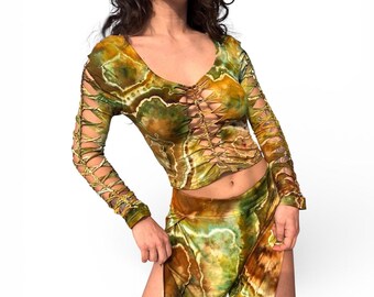 Custom Tie Dye Slitweave Braided Long Sleeve Top // YOU CHOOSE COLORS