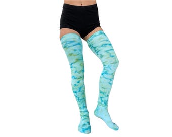 YOU CHOOSE COLORS // Custom Tie Dye Thigh High Socks or Leg Warmers