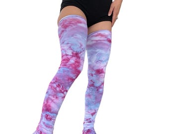YOU CHOOSE COLORS // Custom Tie Dye Thigh High Socks or Leg Warmers