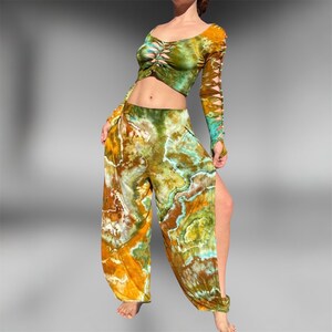 YOU CHOOSE COLORS // Tie Dye Harem Pants Set // Slitweave Braided Custom Ravewear