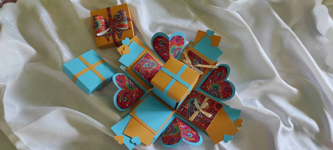 Exploding /explosion Custom Box on 3 Rows With Paisley Details 4 Boxes ...