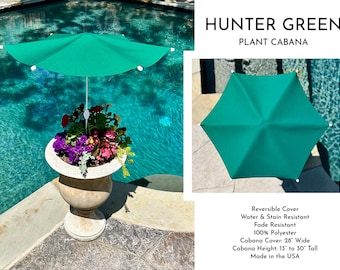 Hunter Green Plant Cabana I Plant Shade Umbrella | Shade for Plants & Gardens | Adjustable Shade 28&quot; Wide, 13&quot;–30&quot; Tall | Assembly Required