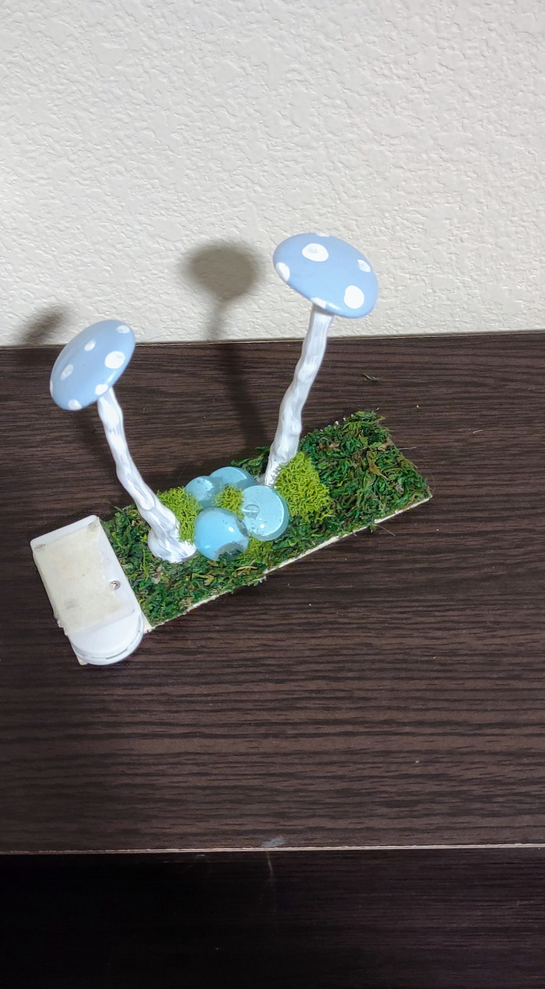 Light up Baby Blue Mushrooms Book Nook Cottage Core Etsy