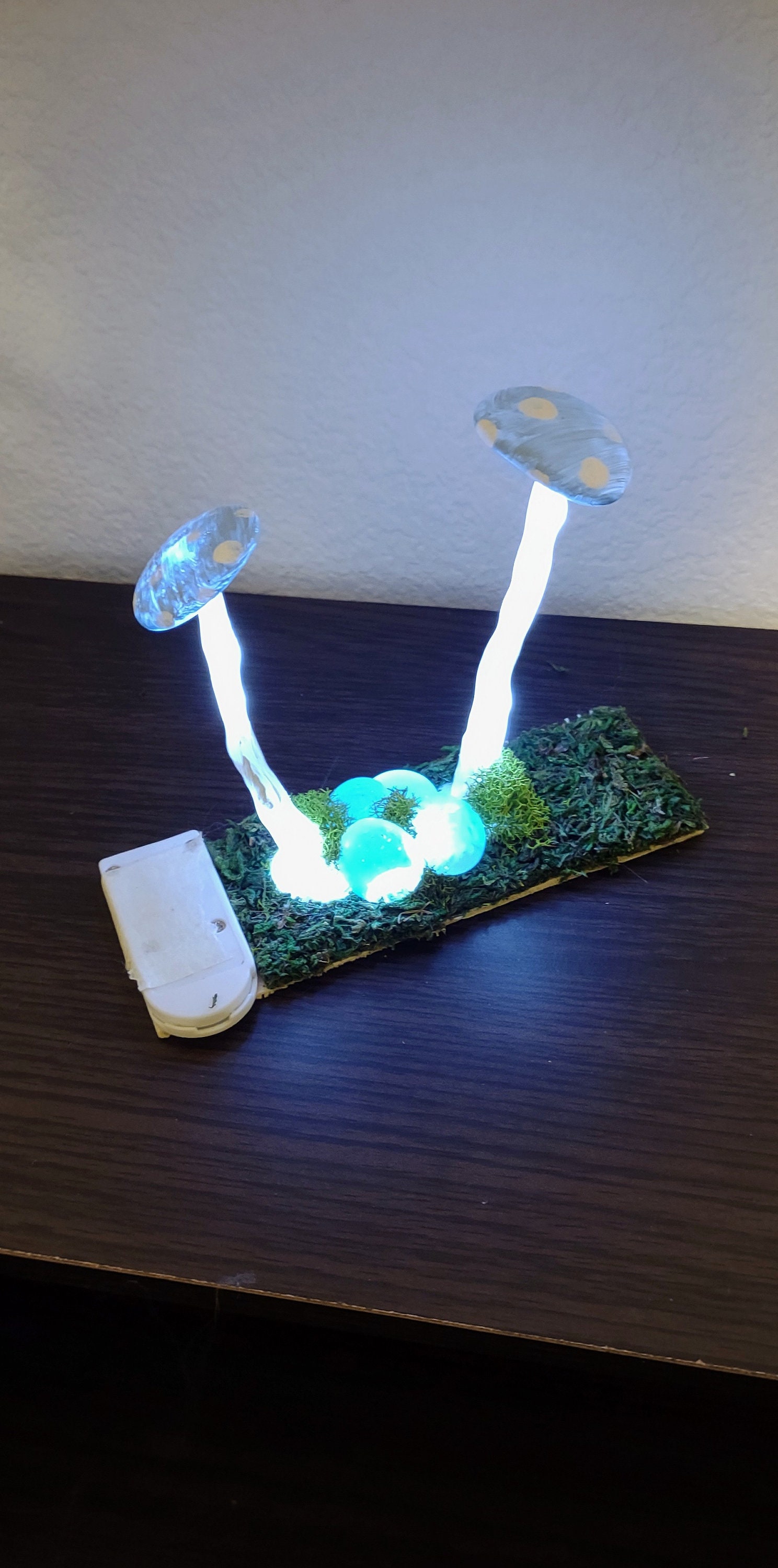 Light up Baby Blue Mushrooms Book Nook Cottage Core Etsy