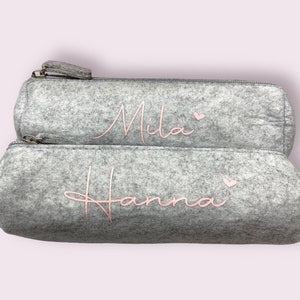 Felt pencil case personalized in light gray image 5