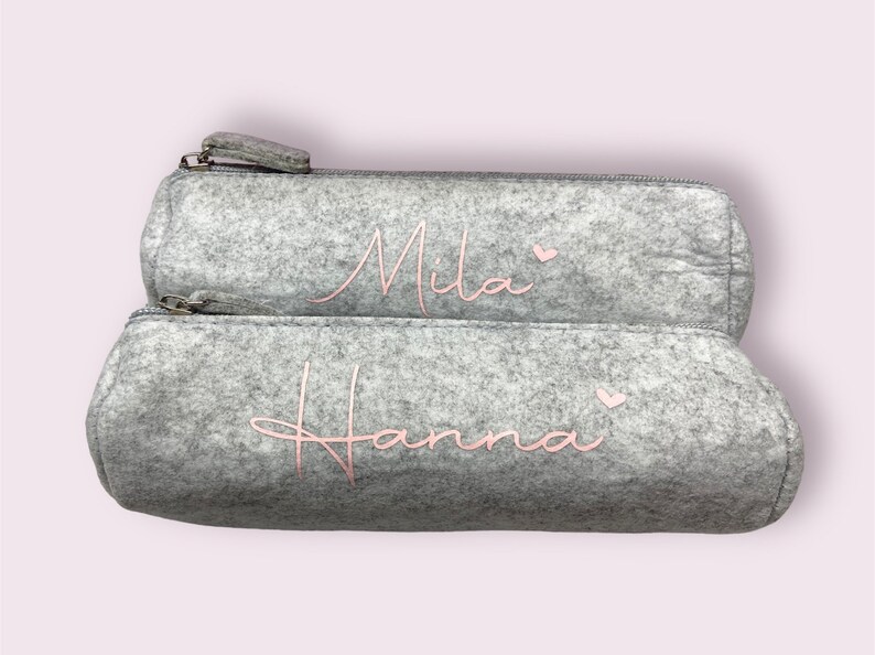 Felt pencil case personalized in light gray image 5