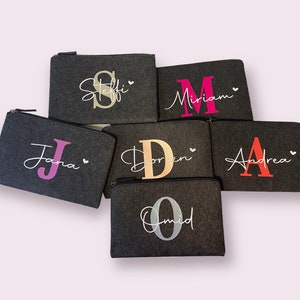 Kosmetiktasche, Kosmetikbeutel aus Filz personalisiert