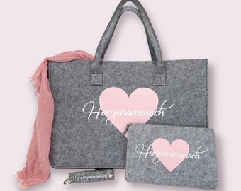 XXL felt bag in a set personalized with your desired text