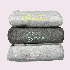 Felt pencil case personalized in light gray image 4