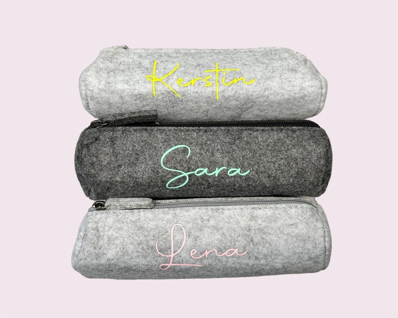 Felt pencil case personalized in light gray image 4