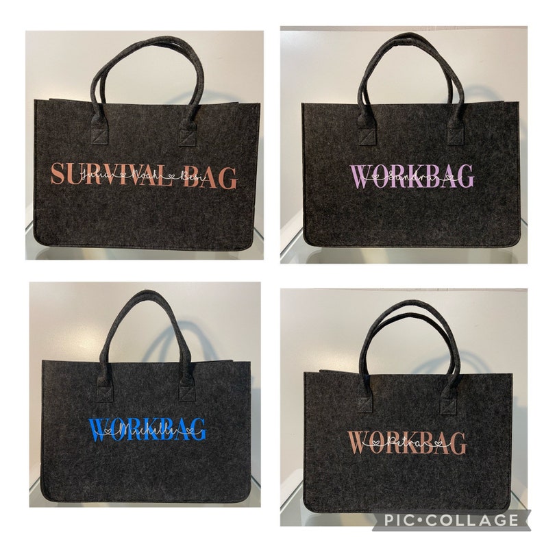 XXL Filztasche in Dunkelgrau, Shopper personalisiert mit Wunschtext Mom Mama ,Oma, Papa, Tragetasche, Handtasche, Geschenk, Vatertag Bild 5