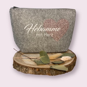 Kosmetiktasche | Kosmetikbeutel | Hebamme | Lehrerin | Erzieherin | Mama | Oma | Glitzer | mit Herz