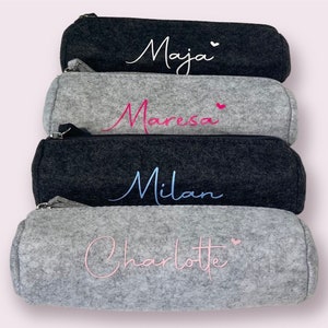 Felt pencil case personalized in light gray image 6