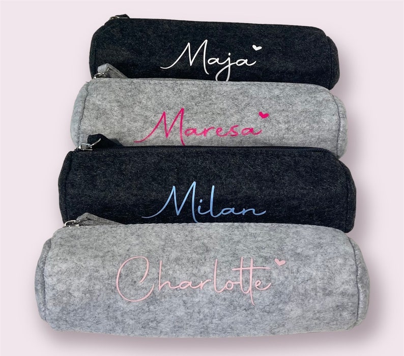 Felt pencil case personalized in light gray image 6