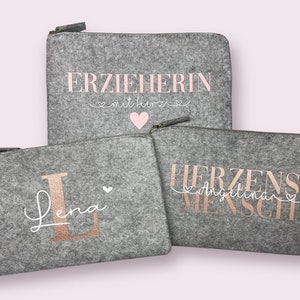 Kosmetiktasche, Kosmetikbeutel aus Filz personalisiert