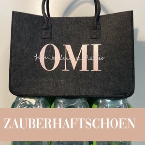 XXL Filztasche in Dunkelgrau, Shopper personalisiert mit Wunschtext Mom Mama ,Oma, Papa, Tragetasche, Handtasche, Geschenk, Vatertag Bild 2