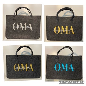 XXL Filztasche in Dunkelgrau, Shopper personalisiert mit Wunschtext Mom Mama ,Oma, Papa, Tragetasche, Handtasche, Geschenk, Vatertag Bild 4