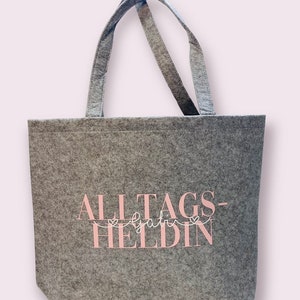 Filz Shopper Personalisiert Wunschtext Einkaufstasche Hellgrau Bild 3