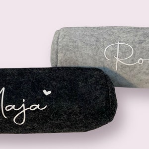 Felt pencil case personalized in light gray image 2