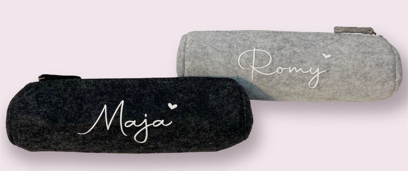 Felt pencil case personalized in light gray image 2