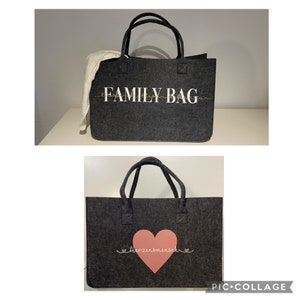 XXL Filztasche in Dunkelgrau, Shopper personalisiert mit Wunschtext Mom Mama ,Oma, Papa, Tragetasche, Handtasche, Geschenk, Vatertag Bild 8