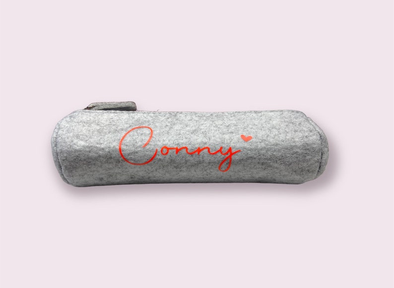 Felt pencil case personalized in light gray image 8