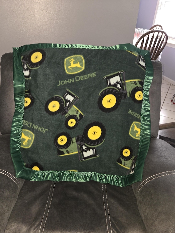 John Deere Infant Receiving Fleece Blanket With a Matching Green Satin Trim Etsy Canada