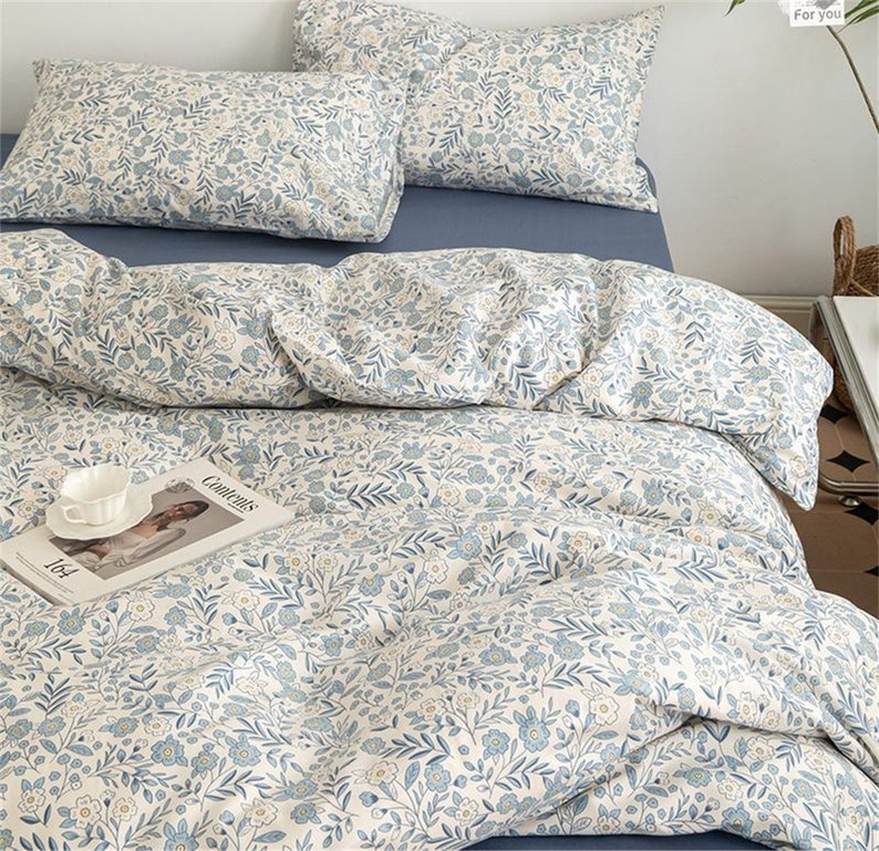 Little Blue Floral Duvet Cover Elegant Floral Duvet Covers Etsy