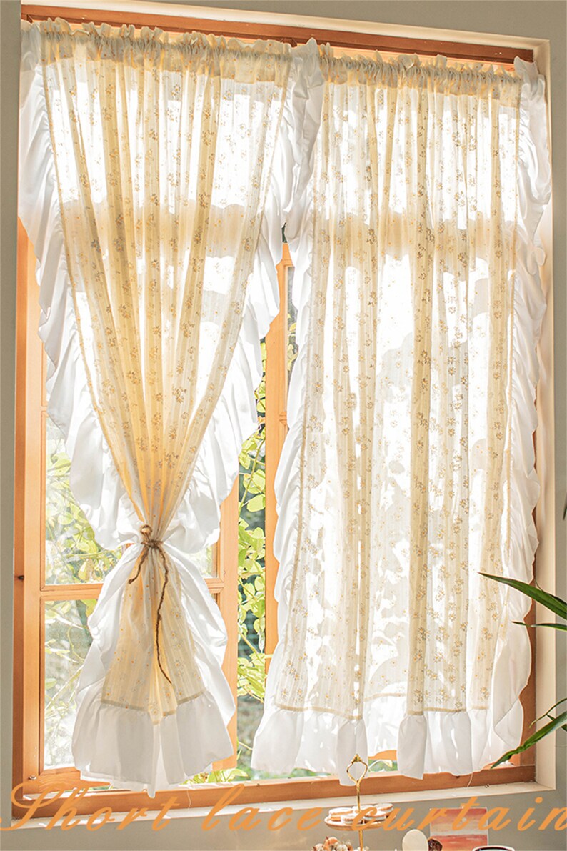 Yellow Daisy Curtains Country Style Linen Curtain Floral Etsy