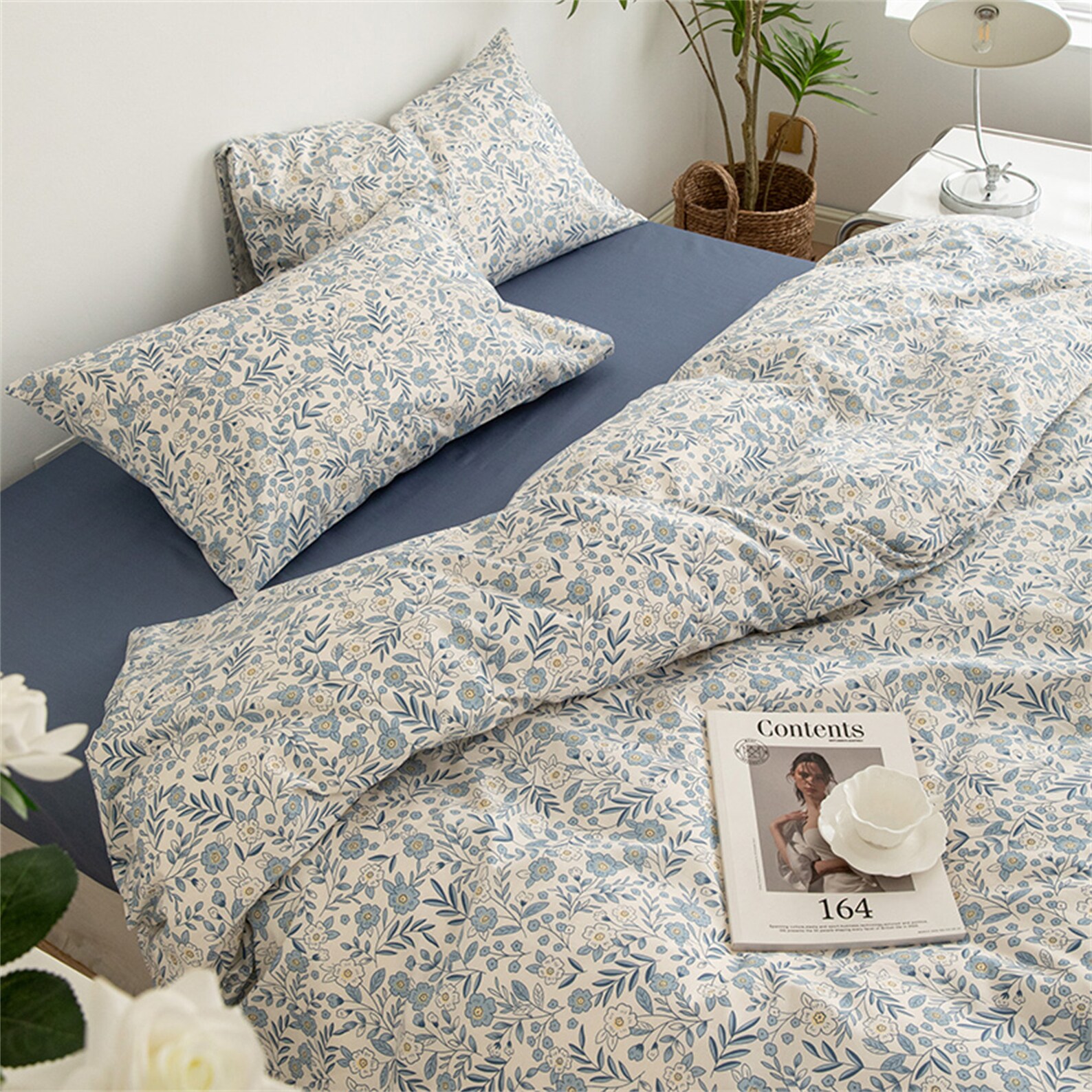 Little Blue Floral Duvet Cover Elegant Floral Duvet Covers Etsy