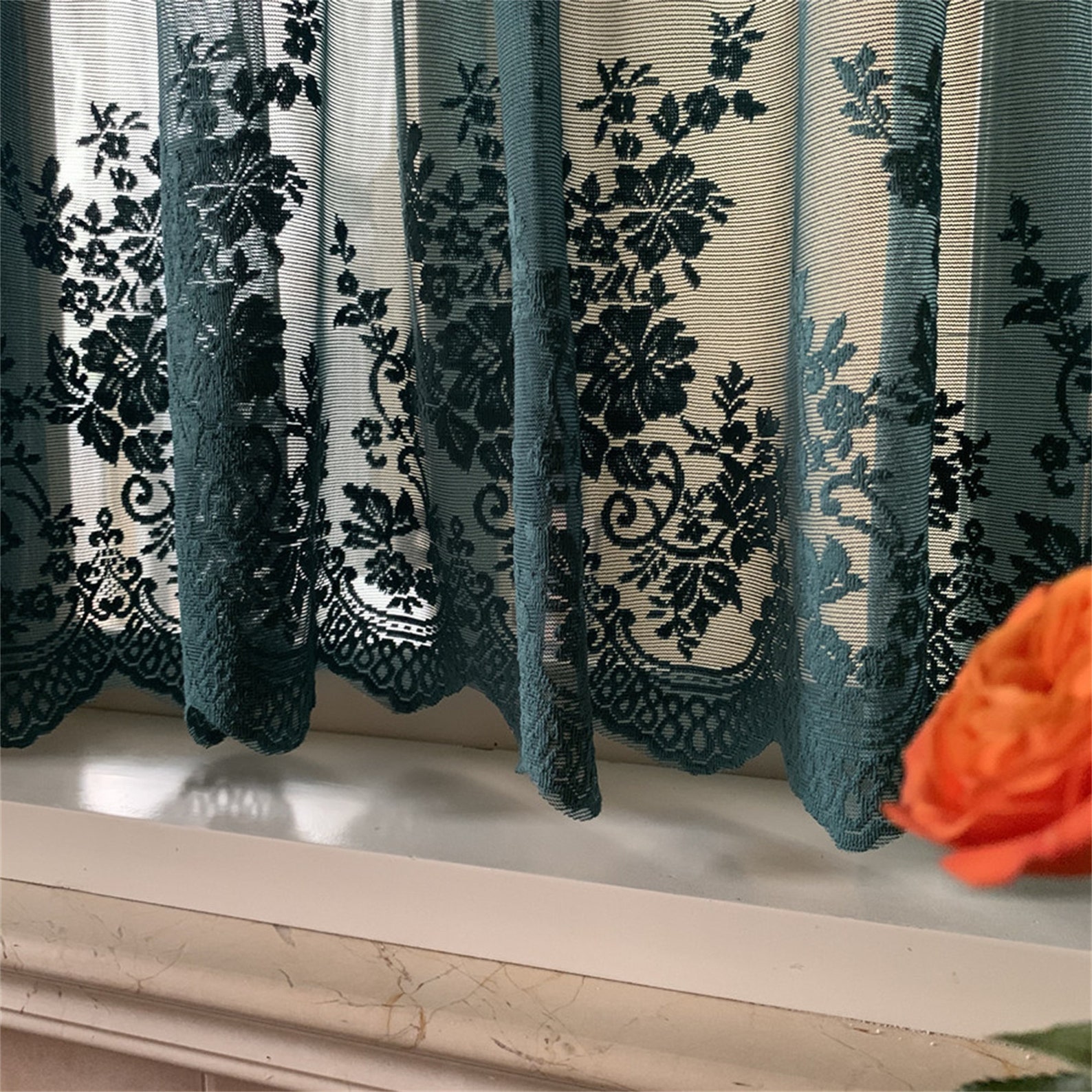 Wavy Edge Green Lace Curtains French Pastoral Half Curtains Etsy