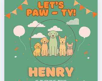 Pastel Dog Birthday Invitation | Editable Puppy Pawty (Digital Download)