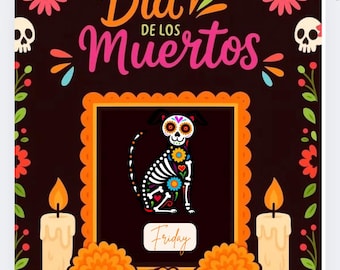 Día de los Muertos Dog Memorial | Pet Ofrenda Art Print (Canva Editable Digital Download)