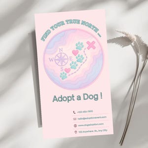 Editable Dog Adoption Flyer 8.5x11 | Find Your True North Theme | Printable Pastel Pet Rescue Poster Template