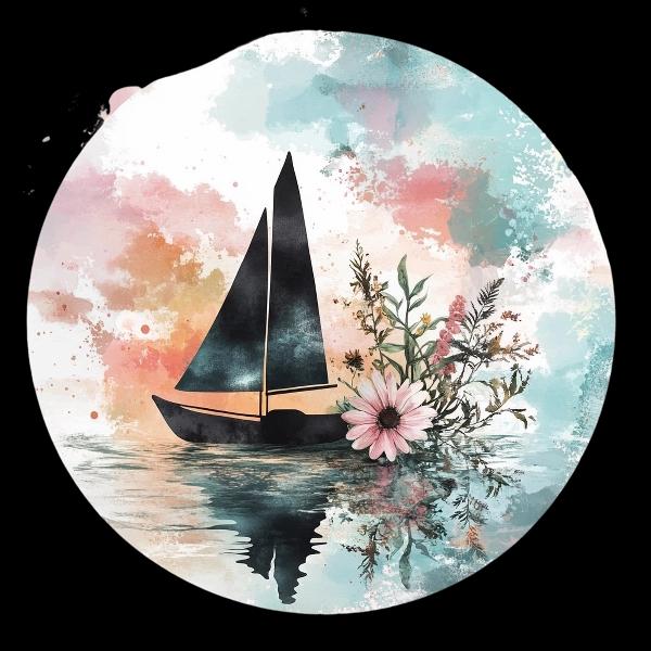 Watercolor Sailboat Clipart: Floral Retro Boat Pngs (digital Download ...