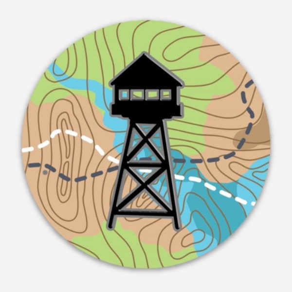 Fire Lookout Sticker, Explore Outdoors, Adventure Sticker, Maps Sticker