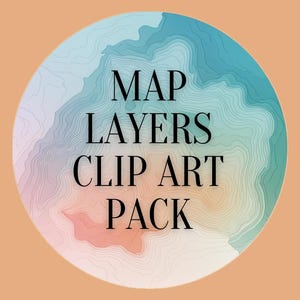 Pacote de Clip Art de Mapa de Terreno Pastel – Camadas de Linhas de Terreno, Design de Terra Moderno Abstrato, PNGs de 300 DPI