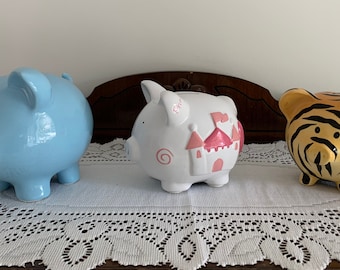 Ceramic Piggy Banks | Blue Coin Bank | Fairy Princess | Tiger Piggy Bank