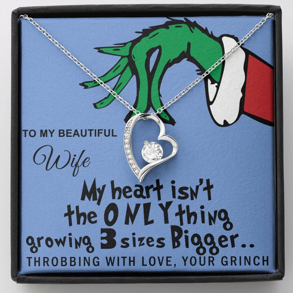 Wife Grinch Heart Necklace Christmas - Etsy