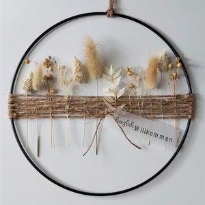 DIY dried flower wreath personalized with cord / beige / lettering / FlowerHoop / name / window decoration / door wreath / metal ring