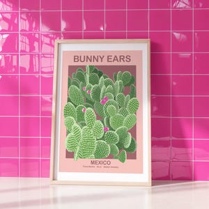 Hasenohren Kaktus Kunstdruck | Moderne botanische Wandkunst | Mexikanische Wüste Poster | Buntes Pflanzen Poster | Giclée Druck