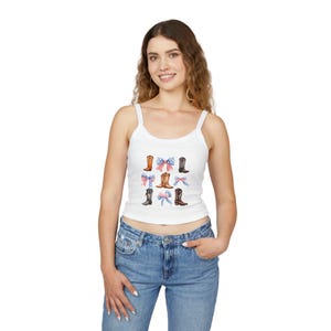 Rustic Charm Women&#39;s Spaghetti Strap Tank Top | Boho Western Style, Summer Fashion, Casual Wear, Country Concerts, Holiday Gift